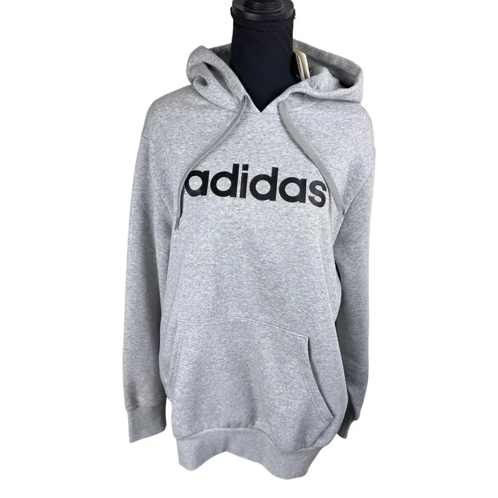 adidas Women's Essentials Logo Hoodie NWT GRAY PLUS SIZE 1X - Picture 2 of 7